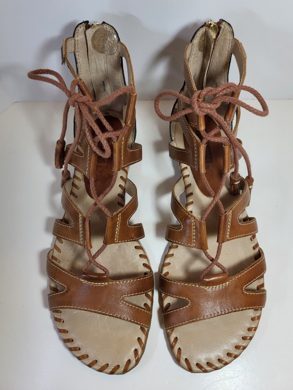 Pikolinos Leather Gladiator SANDALS Womens EU 39 US 8.5 - 9 Brandy Brown *READ - Picture 8 of 16